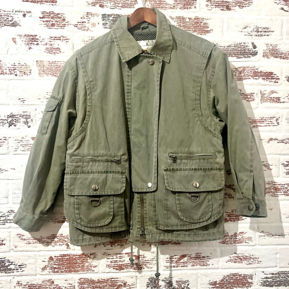 Towne by London Fog Women’s Olive Green Utility Jacket Military Field Style Sz M